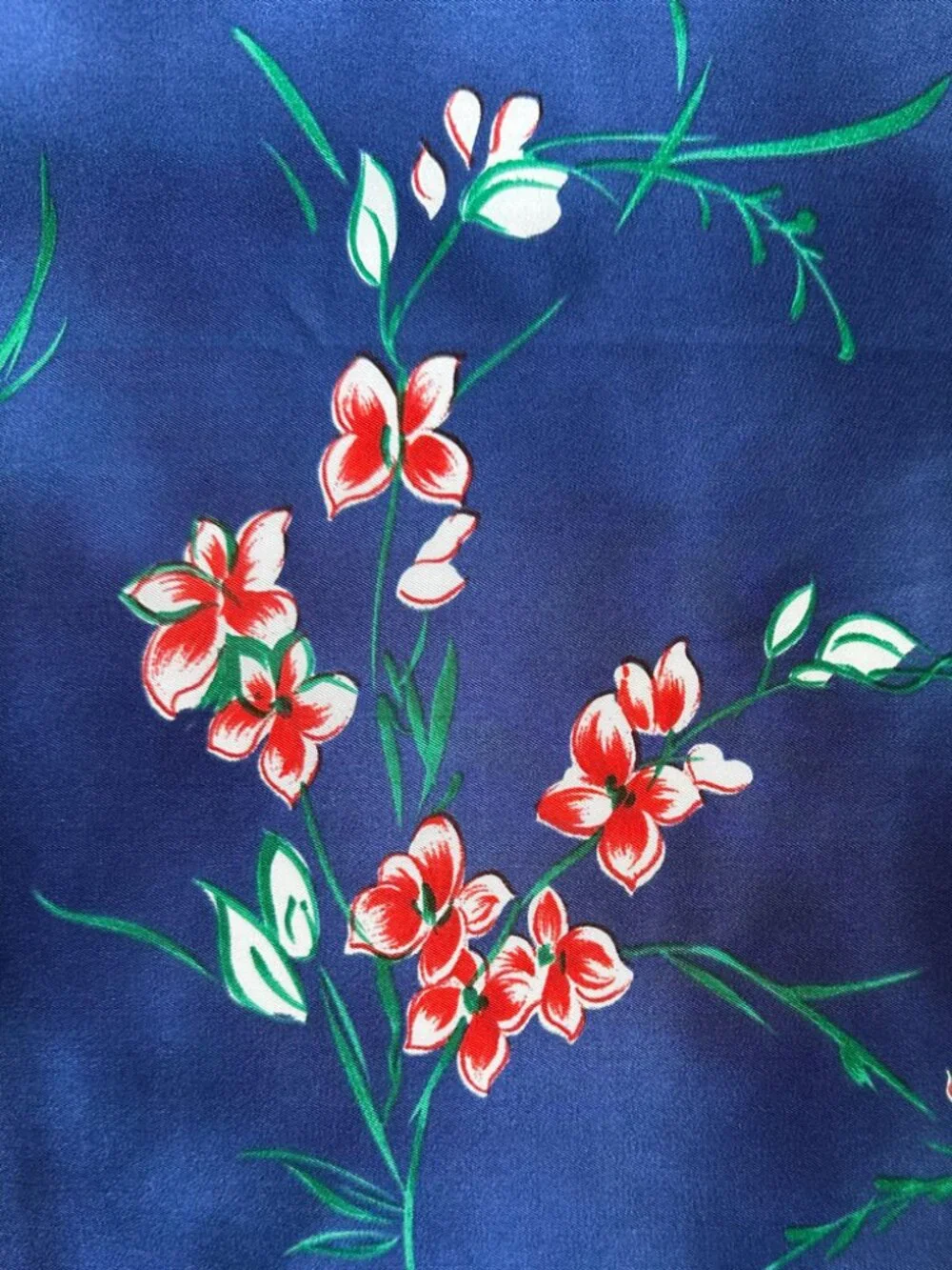 Vtg Printemps Paris Silk Scarf Navy Blue Red Floral Square Italy 90s Chic Luxury